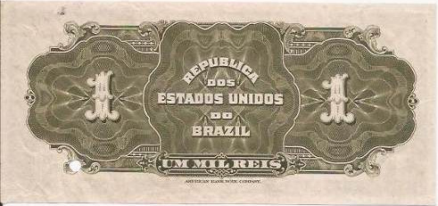Reverso de 1 mil-réis (1919) - 1889-1942 Estados Unidos do Brasil, Modelos