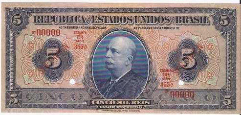 Anverso de 5 mil-réis (1925) - 1889-1942 Estados Unidos do Brasil, Modelos