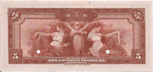Reverso de 5 mil-réis (1925) - 1889-1942 Estados Unidos do Brasil, Modelos
