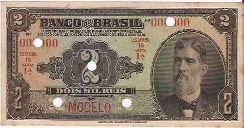 Anverso de 2 mil-réis (1923) - 1923-1930 Banco do Brasil, Modelos