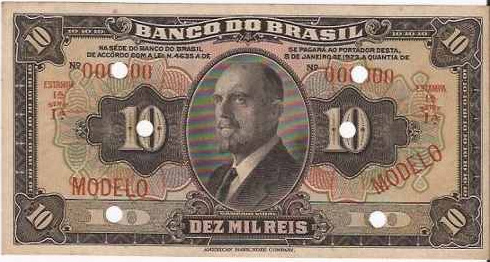 Anverso de 10 mil-réis (1923) - 1923-1930 Banco do Brasil, Modelos
