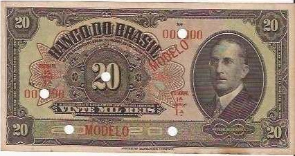 Anverso de 20 mil-réis (1923) - 1923-1930 Banco do Brasil, Modelos