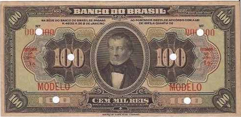 Anverso de 100 mil-réis (1923) - 1923-1930 Banco do Brasil, Modelos