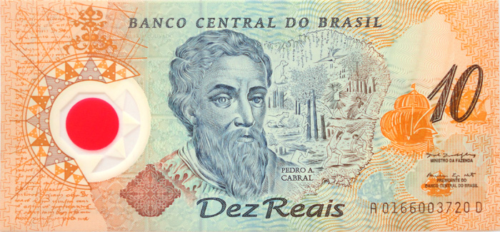 Anverso de 10 reais (2000) - 1994-2011 Reais, 1ª. família