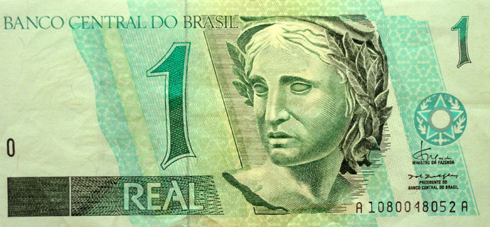 Anverso de cédula da série 1994-2011 Reais, 1ª. família