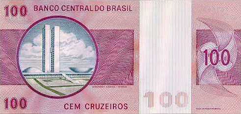 Reverso de 100 cruzeiros (1970-1981) - 1970-1985 Cruzeiros, 2ª. vez - 1ª. família