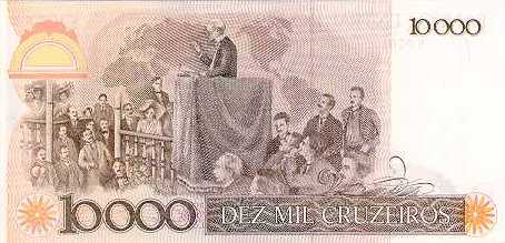 Reverso de 10.000 cruzeiros (1984-1985) - 1980-1985 Cruzeiros, 2ª. vez - 2ª. família