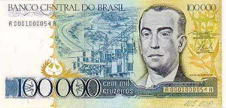 100.000 cruzeiros (1985) - 1980-1985 Cruzeiros, 2ª. vez - 2ª. família
