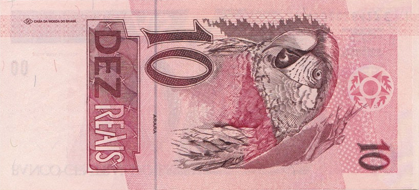 Reverso de 10 reais (1997-2010) Reverso de 10 reais (1997-2010) - 1994-2011 Reais, 1ª. família