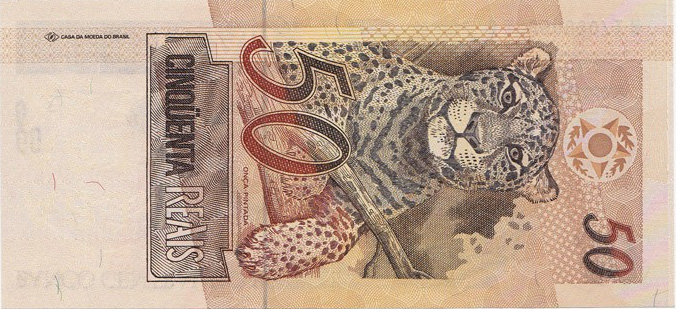 Reverso de 50 reais (1994-2006) - 1994-2011 Reais, 1ª. família
