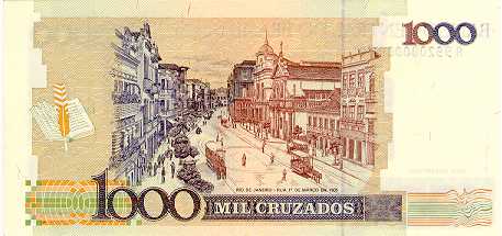 Reverso de cédula da série 1989-1990 Cruzados Novos