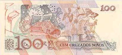 Reverso de 100 cruzados novos (1989) - 1989-1990 Cruzados Novos