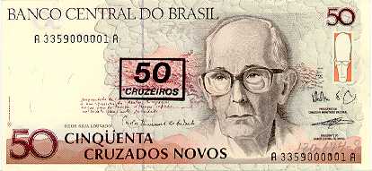 50 cruzeiros (1990) - 1990-1993 Cruzeiros, 3ª. vez