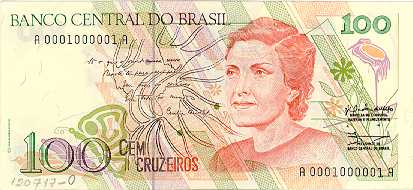 100 cruzeiros (1990) - 1990-1993 Cruzeiros, 3ª. vez