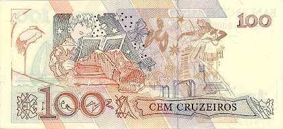 Reverso de 100 cruzeiros (1990) - 1990-1993 Cruzeiros, 3ª. vez