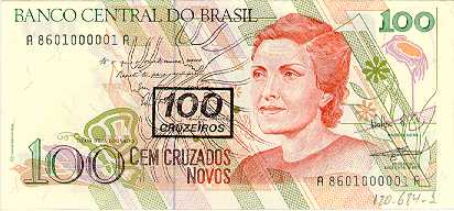 100 cruzeiros (1990) - 1990-1993 Cruzeiros, 3ª. vez