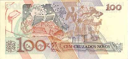 Reverso de 100 cruzeiros (1990) - 1990-1993 Cruzeiros, 3ª. vez