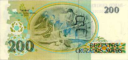 Reverso de 200 cruzeiros (1990) - 1990-1993 Cruzeiros, 3ª. vez