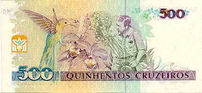 Reverso de 500 cruzeiros (1990) - 1990-1993 Cruzeiros, 3ª. vez