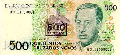 500 cruzeiros (1990) - 1990-1993 Cruzeiros, 3ª. vez
