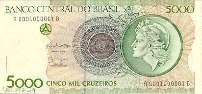 5.000 cruzeiros (1990) - 1990-1993 Cruzeiros, 3ª. vez