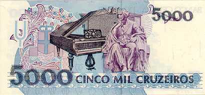 Reverso de 5.000 cruzeiros (1990-1993) - 1990-1993 Cruzeiros, 3ª. vez