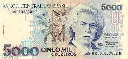 5.000 cruzeiros (1990-1993) - 1990-1993 Cruzeiros, 3ª. vez