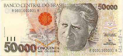 Anverso de 50.000 cruzeiros (1991) Anverso de 50.000 cruzeiros (1991) - 1990-1993 Cruzeiros, 3ª. vez