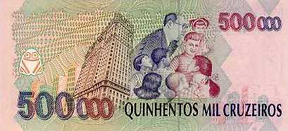 Reverso de 500.000 cruzeiros (1993) - 1990-1993 Cruzeiros, 3ª. vez