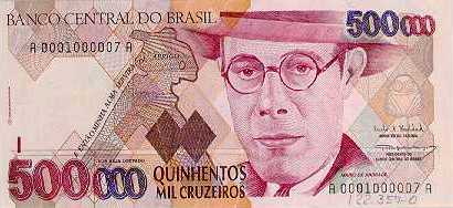 500.000 cruzeiros (1993) - 1990-1993 Cruzeiros, 3ª. vez