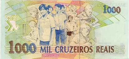 Reverso de 1.000 cruzeiros reais (1993) - 1993-1994 Cruzeiros Reais
