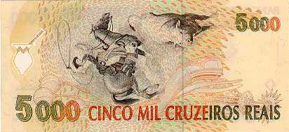 Reverso de 5.000 cruzeiros reais (1993) - 1993-1994 Cruzeiros Reais