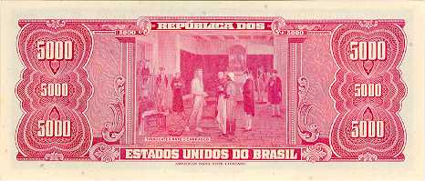Reverso de 5.000 cruzeiros (1963-1964) - 1943-1968 Cruzeiros, American Bank Note