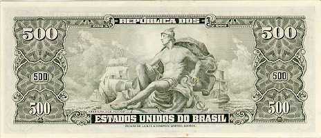 Reverso de 500 cruzeiros (1955-1960) - 1948-1968 Cruzeiros, Thomas de la Rue