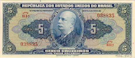 Anverso de 5 cruzeiros (1943) - 1943-1968 Cruzeiros, American Bank Note