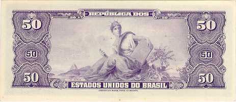 Reverso de 50 cruzeiros (1956-1959) - 1943-1968 Cruzeiros, American Bank Note