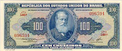 Anverso de 100 cruzeiros (1955-1959) - 1943-1968 Cruzeiros, American Bank Note