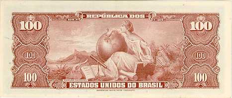 Reverso de 100 cruzeiros (1955-1959) - 1943-1968 Cruzeiros, American Bank Note
