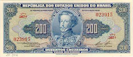 Anverso de 200 cruzeiros (1955-1959) - 1943-1968 Cruzeiros, American Bank Note
