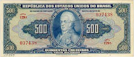 Anverso de 500 cruzeiros (1943) - 1943-1968 Cruzeiros, American Bank Note