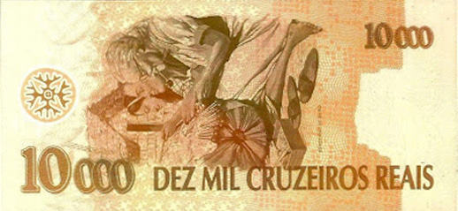 Reverso de 10.000 cruzeiros reais (1994) - 1993-1994 Cruzeiros Reais