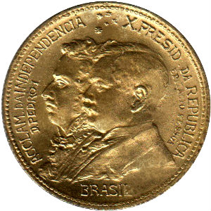 Anverso de 500 réis (1922) - 1922-1922 100 anos da Independência