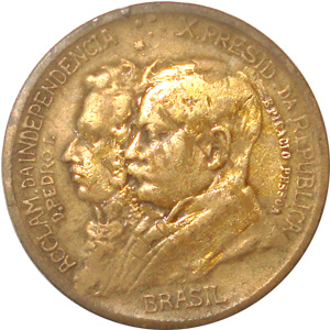 Anverso de 1 mil-réis (1922) - 1922-1922 100 anos da Independência
