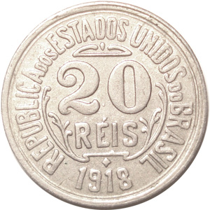 Anverso de 20 réis (1918-1935) - 1918-1935 Níqueis
