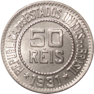 Anverso de 50 réis (1918-1935) - 1918-1935 Níqueis