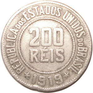 Anverso de 200 réis (1918-1935) - 1918-1935 Níqueis
