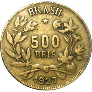 Anverso de 500 réis (1924-1930) - 1924-1934 Reflexo da inflação