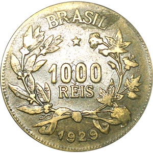 Anverso de 1 mil-réis (1924-1931) - 1924-1934 Reflexo da inflação