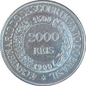 Anverso de 2 mil-réis (1900) - 1900-1900 400 anos do Descobrimento