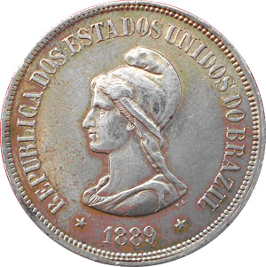 Anverso de 500 réis (1889) - 1889-1922 República